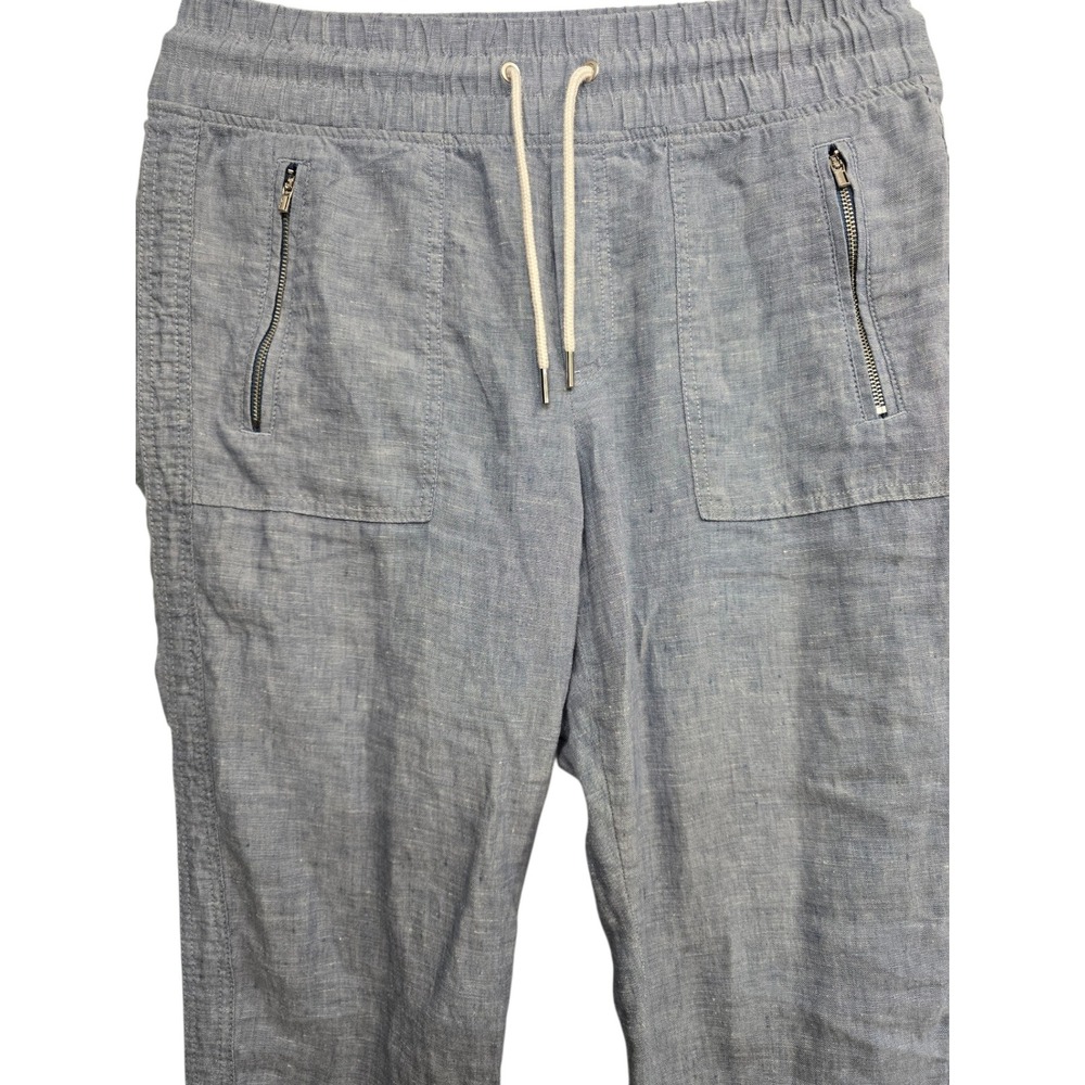 Athleta Cabo Linen Jogger Pants Women's Size 4 Blue Chambray Coastal Grandmacore - Picture 5 of 6